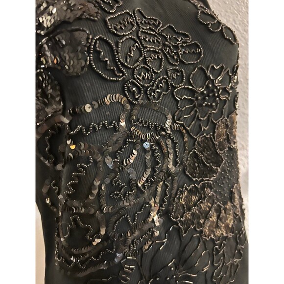 MULTIPLES SLEEVELESS SEQUIN EMBROIDERY TOP BLACK size 0 - Picture 7 of 8